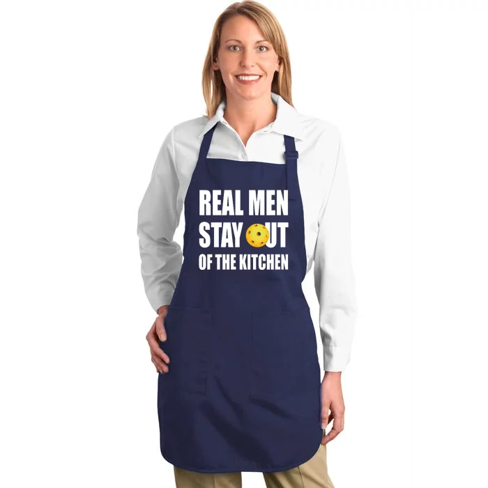 Real Men Say Out Of The Kitchen Pickleball Funny Full-Length Apron With Pocket