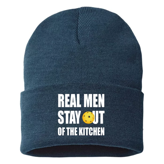 Real Men Say Out Of The Kitchen Pickleball Funny Sustainable Knit Beanie