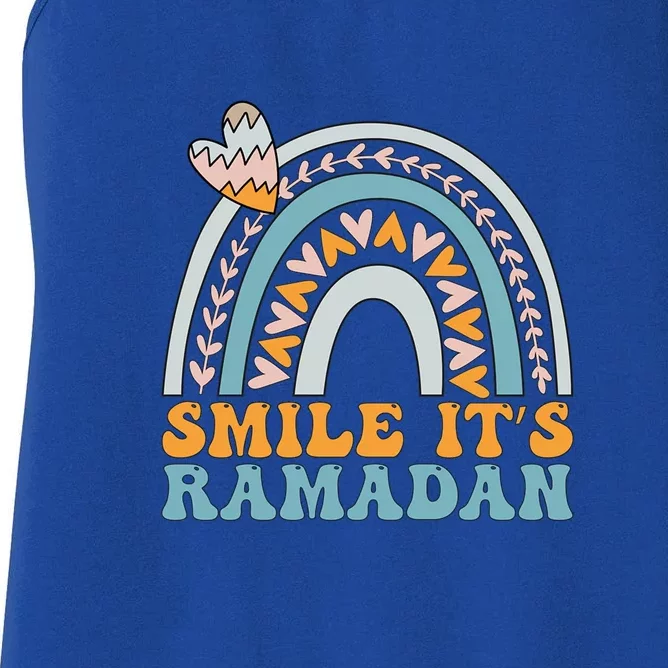 Ramadan Mubarak Smile Its Ramadan Muslim Islamic Fasting Gift Women's Racerback Tank