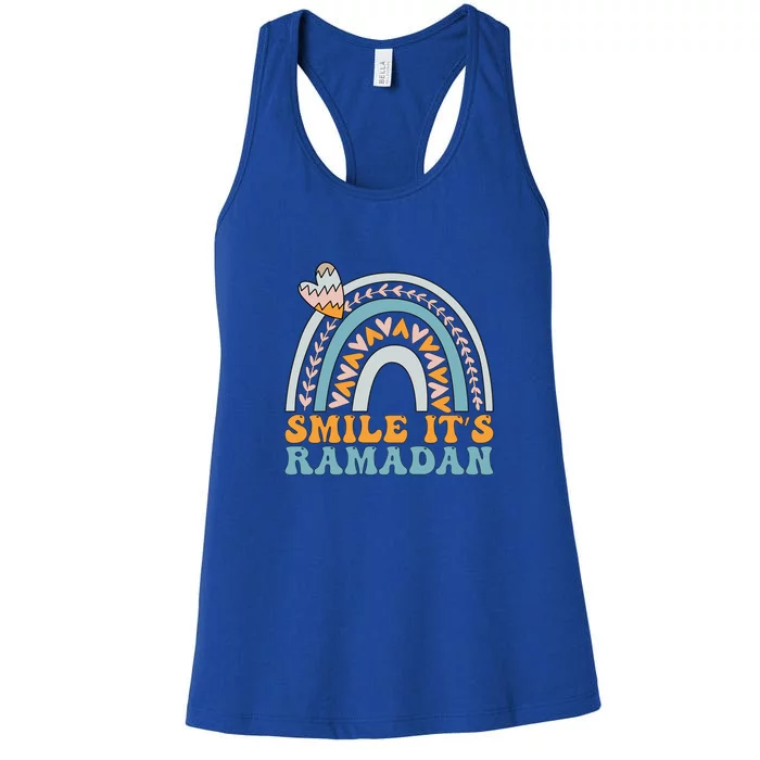 Ramadan Mubarak Smile Its Ramadan Muslim Islamic Fasting Gift Women's Racerback Tank