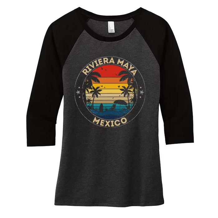 Riviera Maya Souvenir Mexico Reminder Women's Tri-Blend 3/4-Sleeve Raglan Shirt