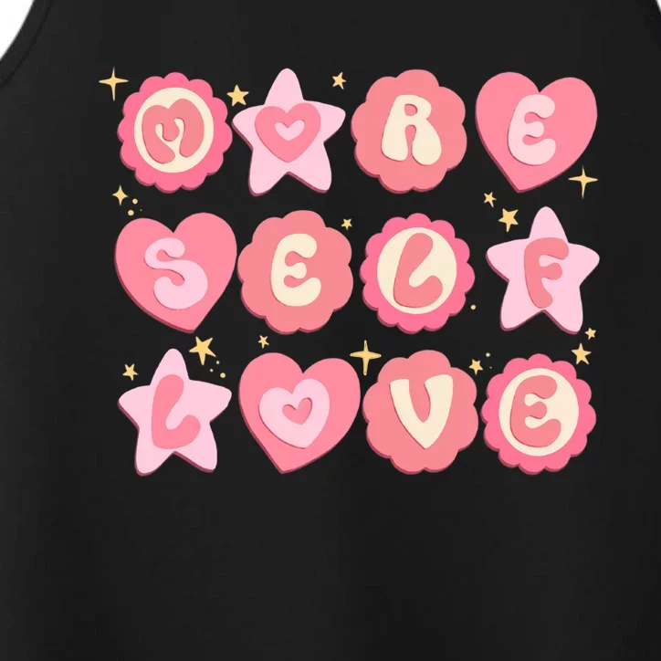 Retro More Self Love Groovy Valentine Heart Retro Performance Tank