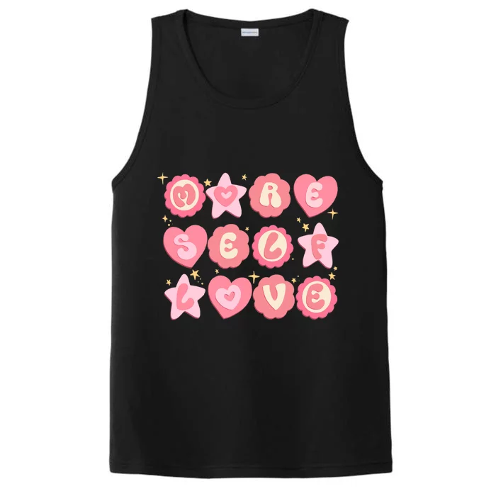 Retro More Self Love Groovy Valentine Heart Retro Performance Tank