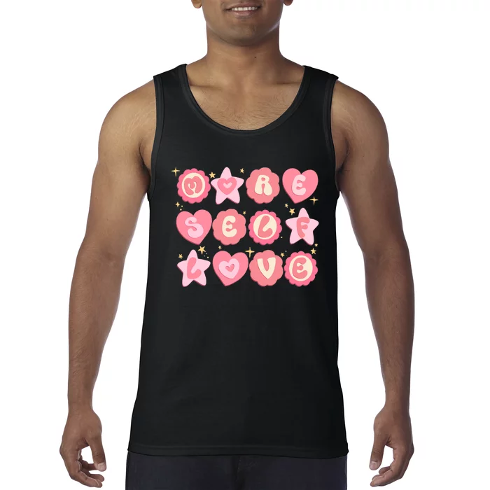 Retro More Self Love Groovy Valentine Heart Retro Tank Top