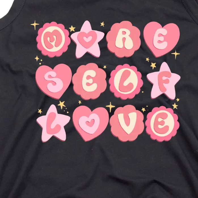 Retro More Self Love Groovy Valentine Heart Retro Tank Top