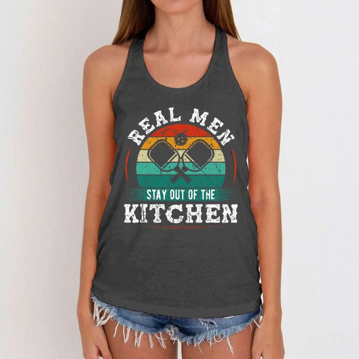 Real M.E.N Stay Out Of The Kitchen Pickleball Women's Knotted Racerback Tank