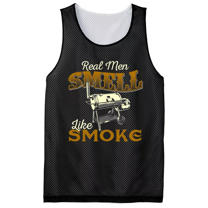 Real Men Smell Like Smoke Pitmaster BBQ Smoker Grilling Mesh Reversible Basketball Jersey Tank