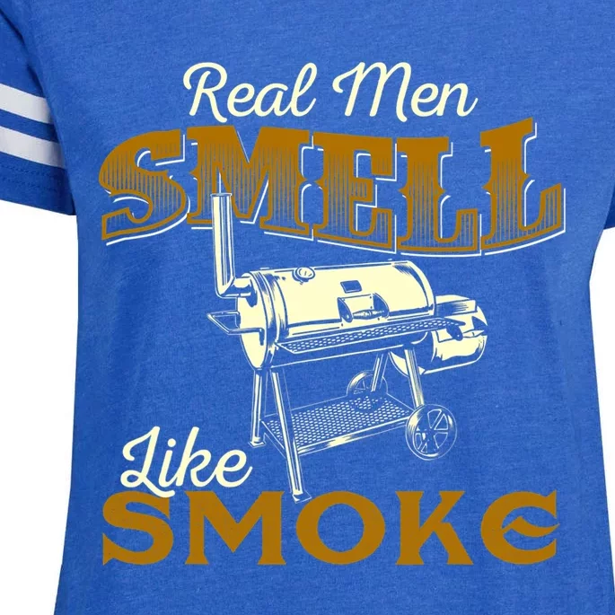 Real Men Smell Like Smoke Pitmaster BBQ Smoker Grilling Enza Ladies Jersey Football T-Shirt