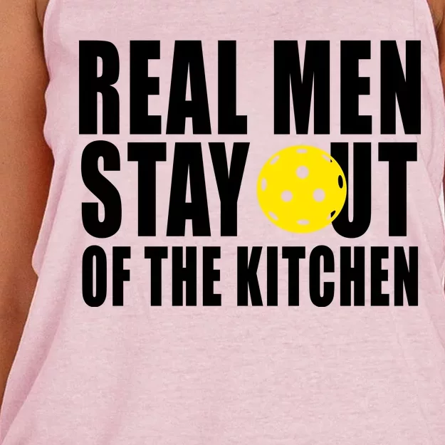 Real Men Stay Out Of The Kitchen Pickle Ball Women's Knotted Racerback Tank