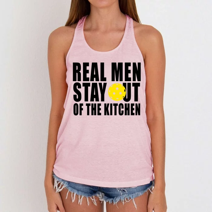 Real Men Stay Out Of The Kitchen Pickle Ball Women's Knotted Racerback Tank