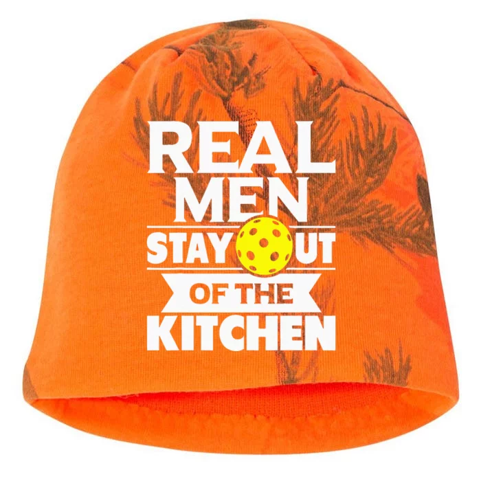 Real Men Stay Out Of The Kitchen Funny Pickleball Paddleball Kati - Camo Knit Beanie