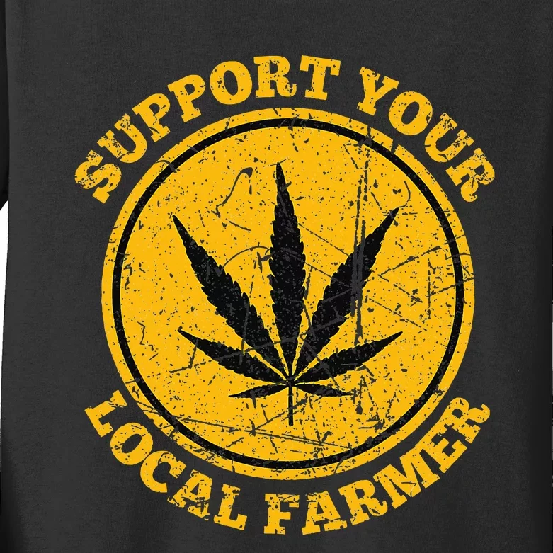 Retro Marijuana Support Your Local Farmer Cannabis Weed 2024 Kids Long Sleeve Shirt