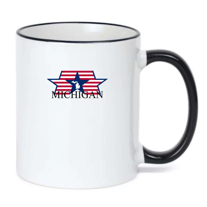 Retro Michigan Star Map Black Color Changing Mug