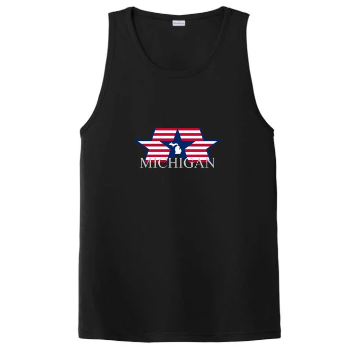 Retro Michigan Star Map Performance Tank