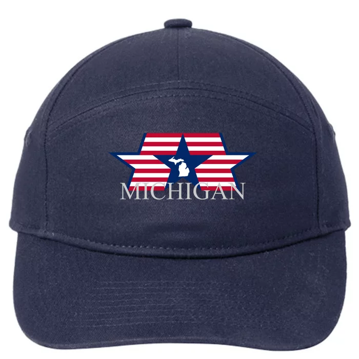 Retro Michigan Star Map 7-Panel Snapback Hat