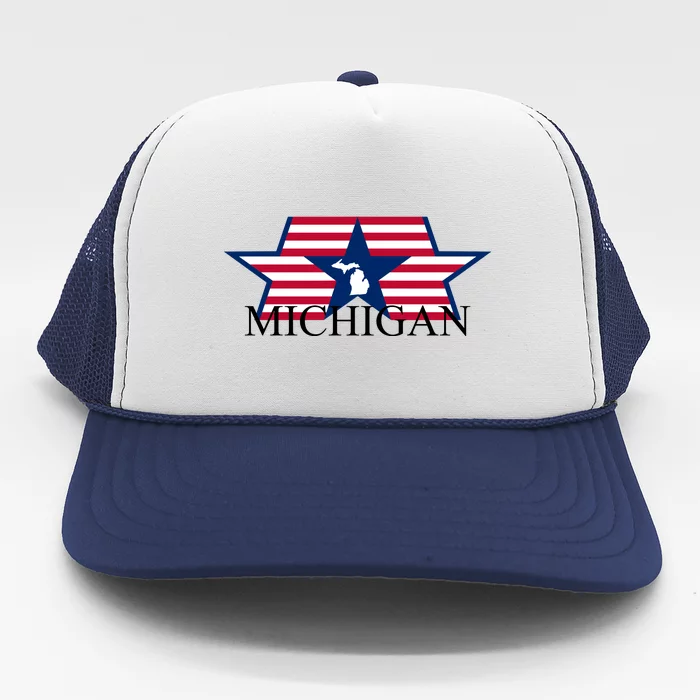 Retro Michigan Star Map Trucker Hat