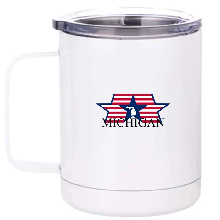 Retro Michigan Star Map Front & Back 12oz Stainless Steel Tumbler Cup