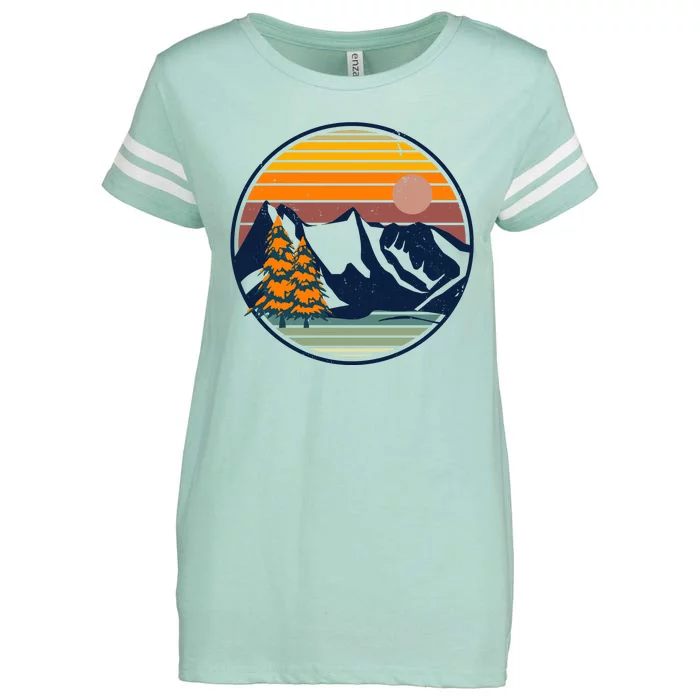 Retro Mountain Sunset Nature Enza Ladies Jersey Football T-Shirt