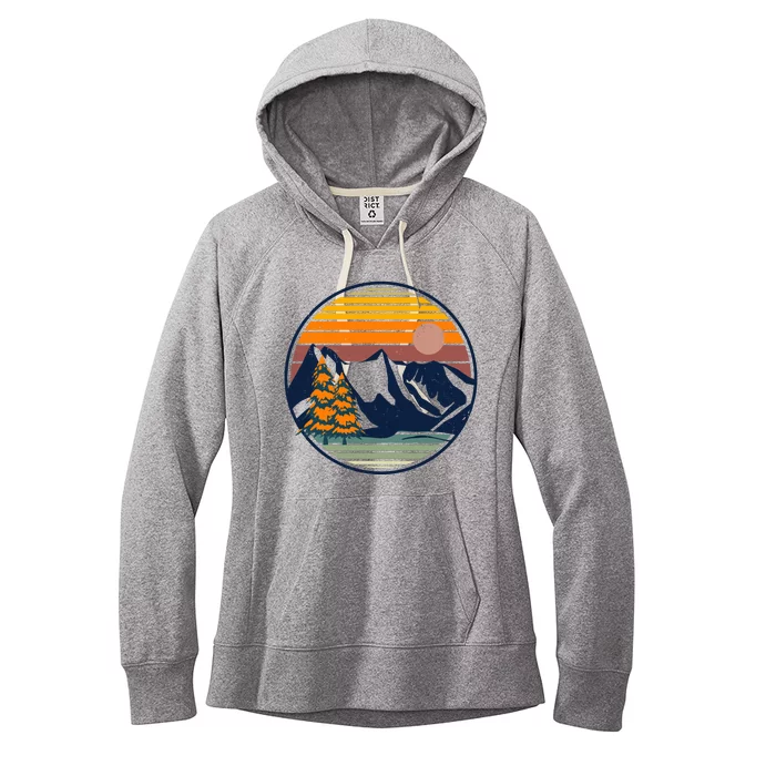 Retro Mountain Sunset Nature Women's Fleece Hoodie