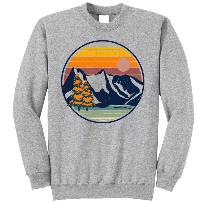 Retro Mountain Sunset Nature Tall Sweatshirt