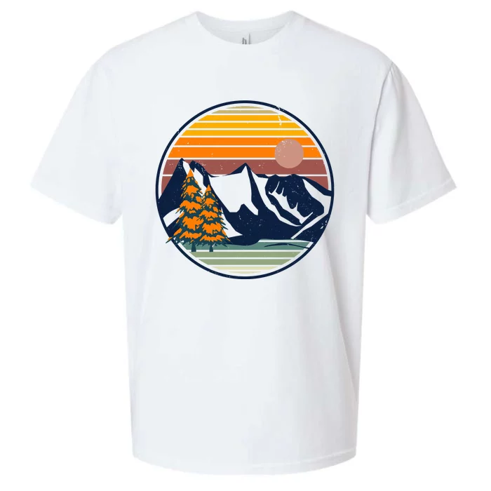 Retro Mountain Sunset Nature Sueded Cloud Jersey T-Shirt