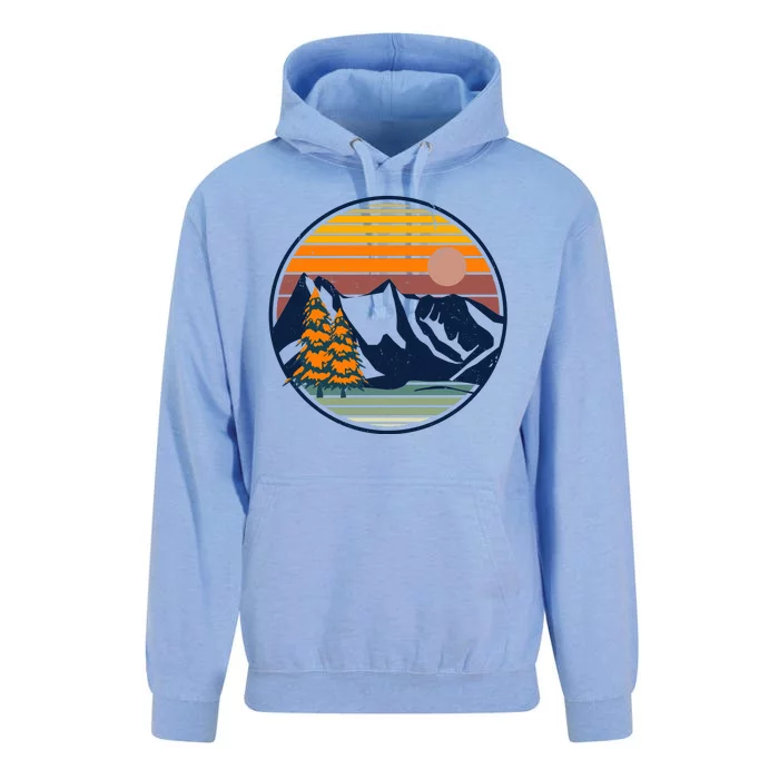 Retro Mountain Sunset Nature Unisex Surf Hoodie