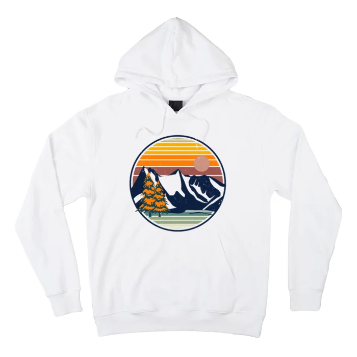 Retro Mountain Sunset Nature Hoodie