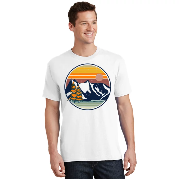 Retro Mountain Sunset Nature T-Shirt