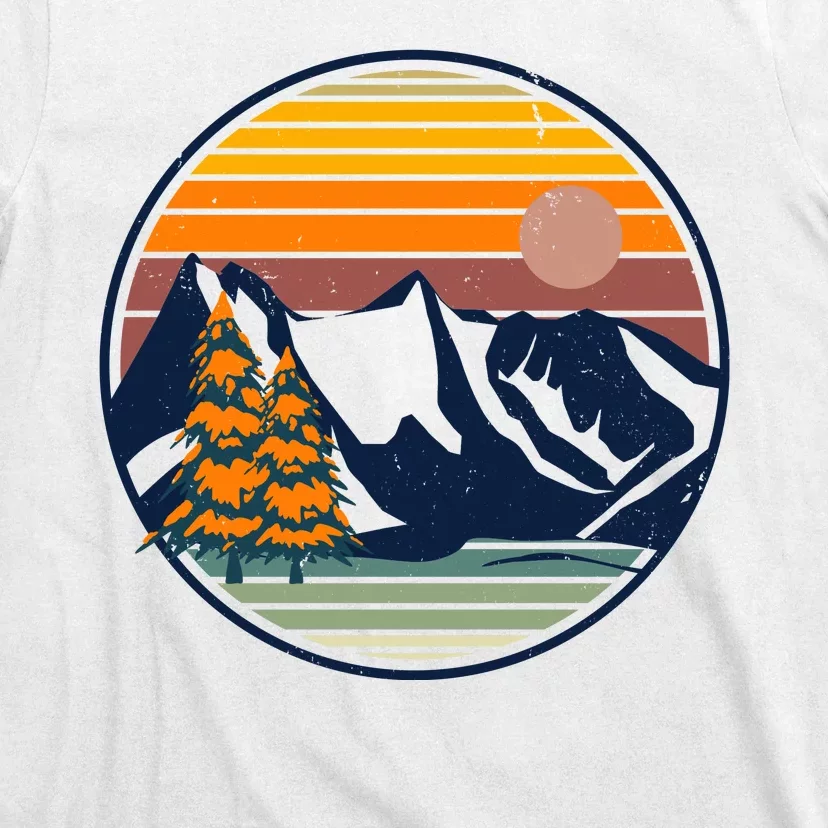 Retro Mountain Sunset Nature T-Shirt