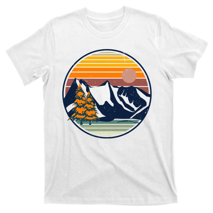 Retro Mountain Sunset Nature T-Shirt