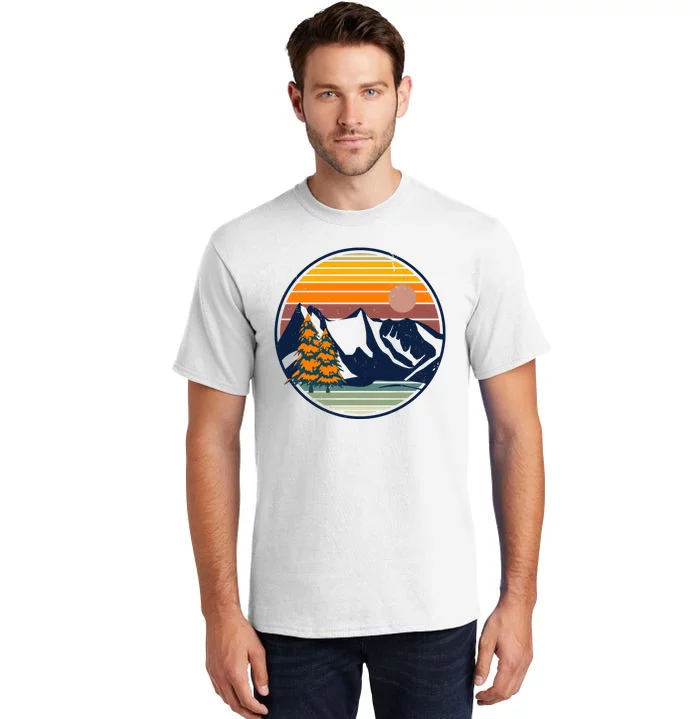 Retro Mountain Sunset Nature Tall T-Shirt