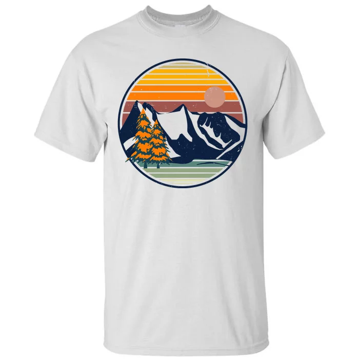 Retro Mountain Sunset Nature Tall T-Shirt