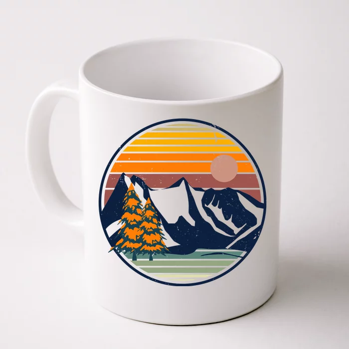 Retro Mountain Sunset Nature Front & Back Coffee Mug