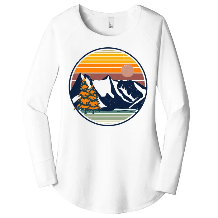 Retro Mountain Sunset Nature Women's Perfect Tri Tunic Long Sleeve Shirt