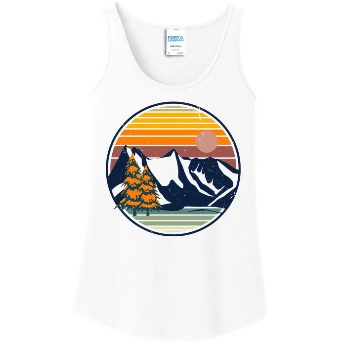 Retro Mountain Sunset Nature Ladies Essential Tank