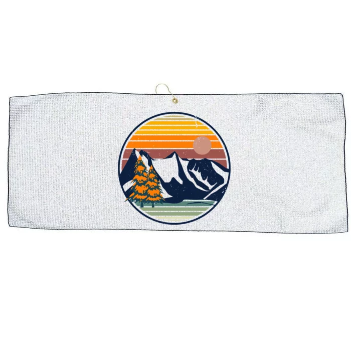 Retro Mountain Sunset Nature Large Microfiber Waffle Golf Towel