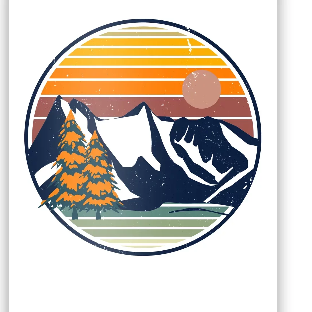 Retro Mountain Sunset Nature Poster