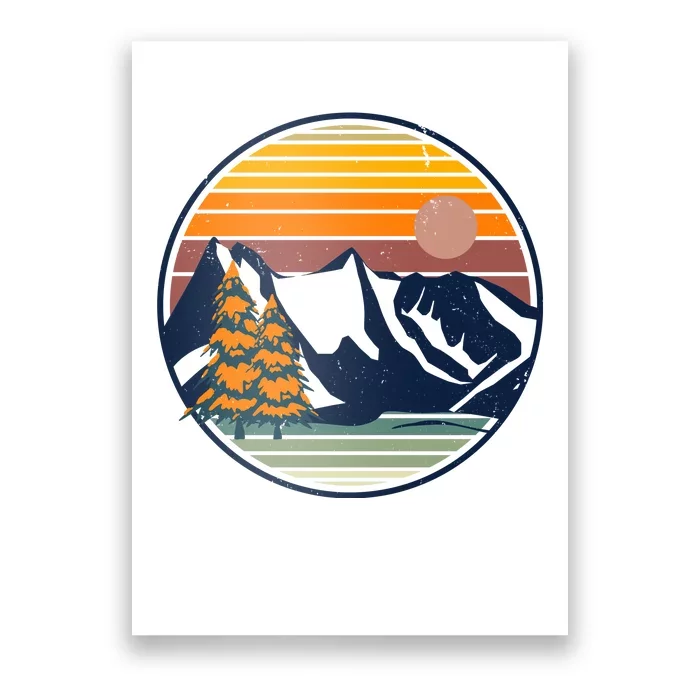 Retro Mountain Sunset Nature Poster