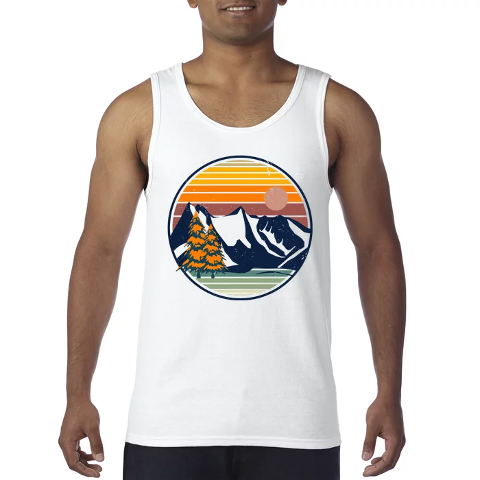 Retro Mountain Sunset Nature Tank Top