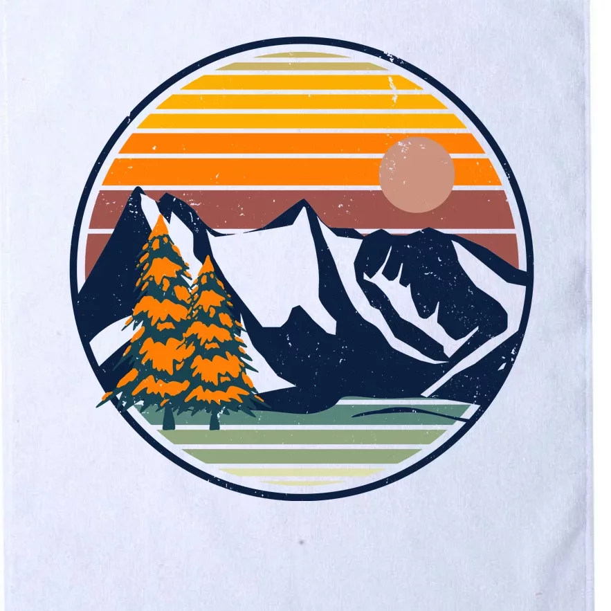 Retro Mountain Sunset Nature Platinum Collection Golf Towel