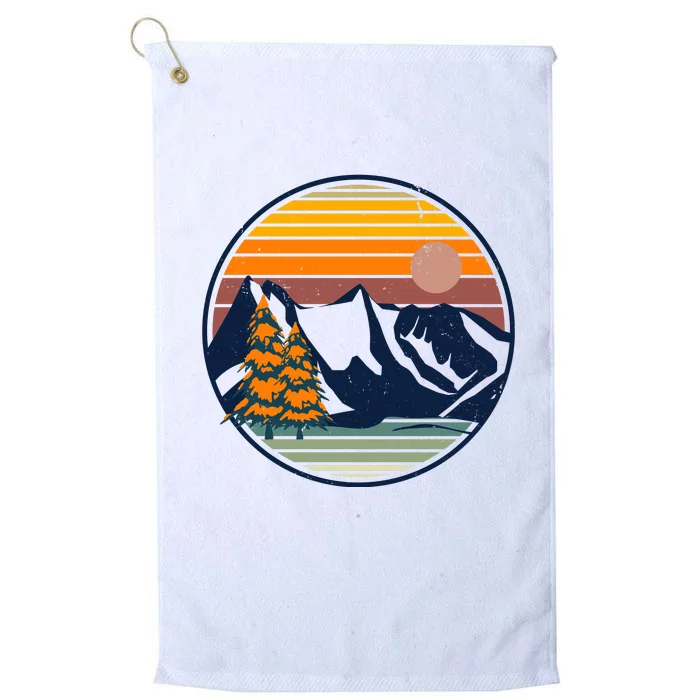 Retro Mountain Sunset Nature Platinum Collection Golf Towel