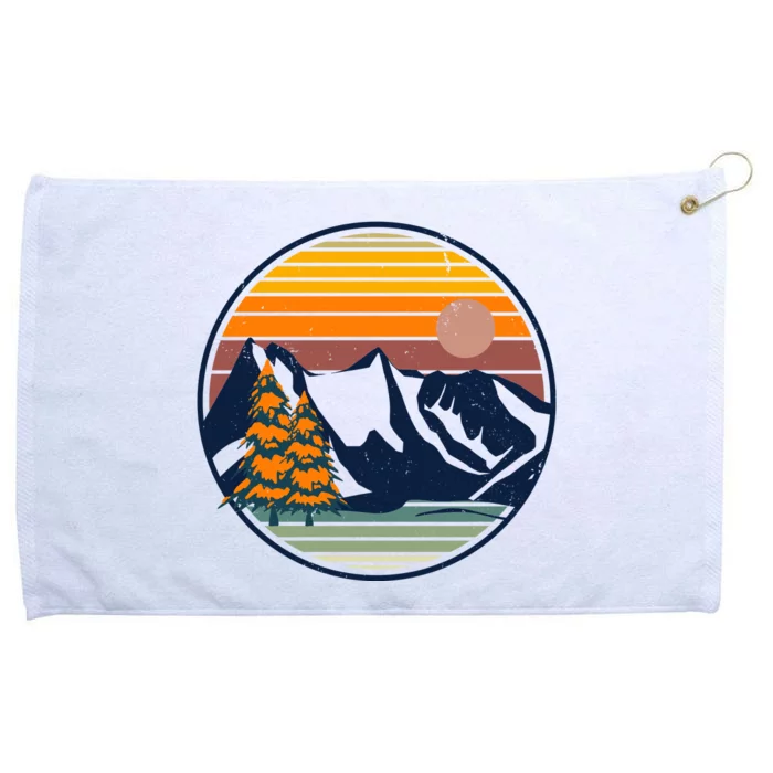 Retro Mountain Sunset Nature Grommeted Golf Towel