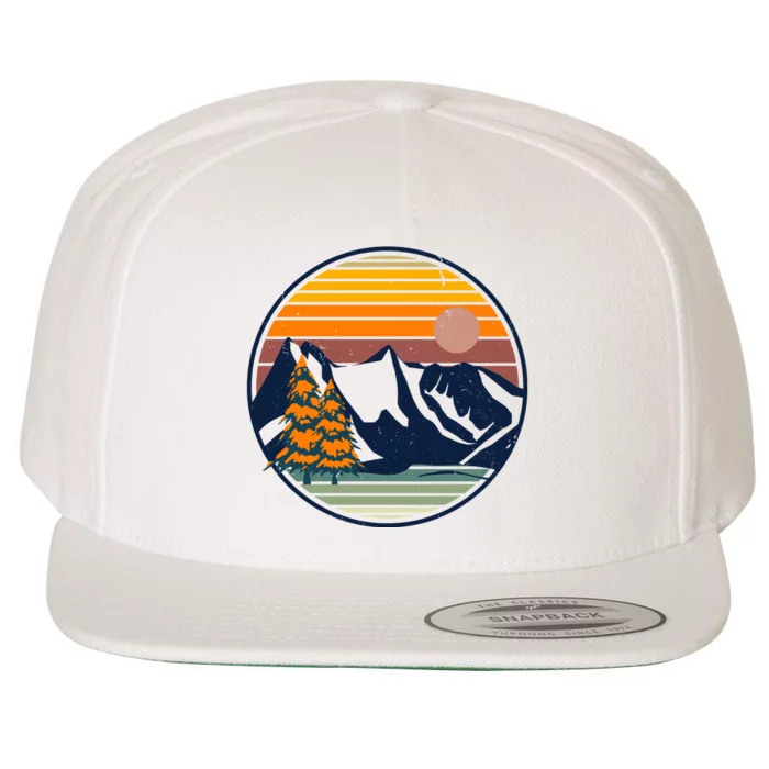 Retro Mountain Sunset Nature Wool Snapback Cap