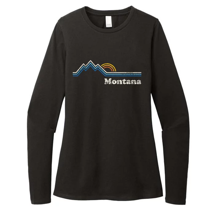 Retro Montana T Vintage Sunrise Mountains Design Womens CVC Long Sleeve Shirt