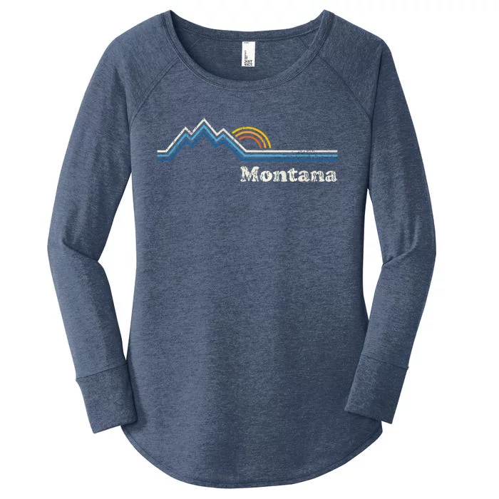 Retro Montana T Vintage Sunrise Mountains Design Women's Perfect Tri Tunic Long Sleeve Shirt