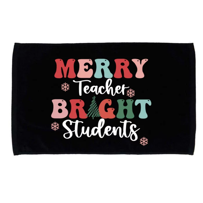 Retro Merry Teacher Bright Students Christmas Teacher Life Gift Microfiber Hand Towel