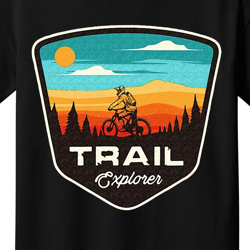 Retro MTB Trail Mountain Bike Biking Cycling Enthusiast Idea Kids T-Shirt