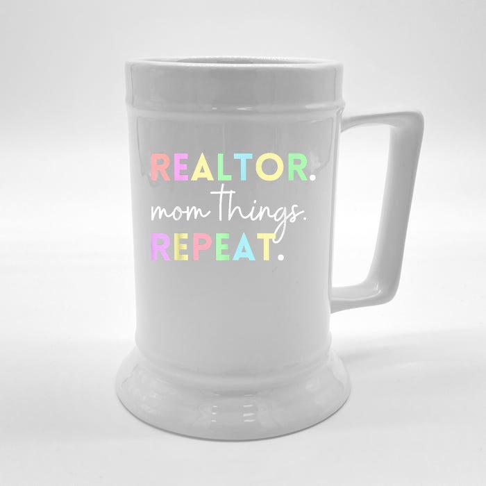 Realtor Mom Things Repeat For Mothers Selling Real Estate Front & Back Beer Stein