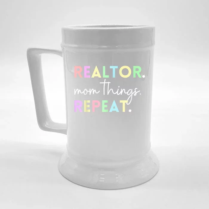 Realtor Mom Things Repeat For Mothers Selling Real Estate Front & Back Beer Stein