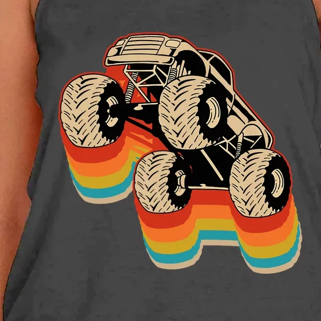 Retro Monster Truck Big Style Truck Women's Knotted Racerback Tank